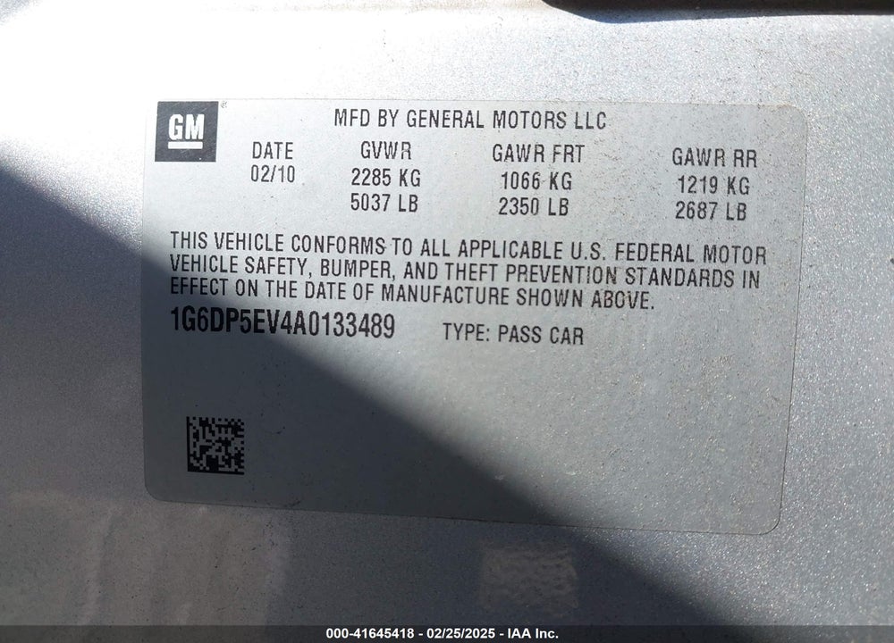 2010 CADILLAC CTS PREMIUM VIN: 1G6DP5EV4A0133489