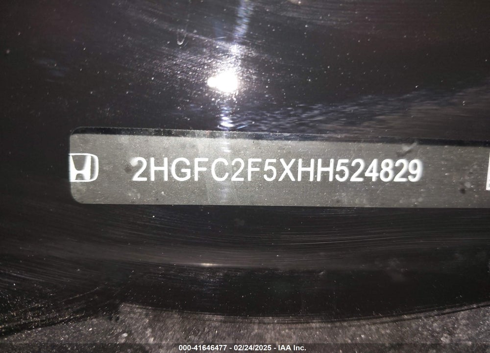 2017 HONDA CIVIC VIN: 2HGFC2F5XHH524829