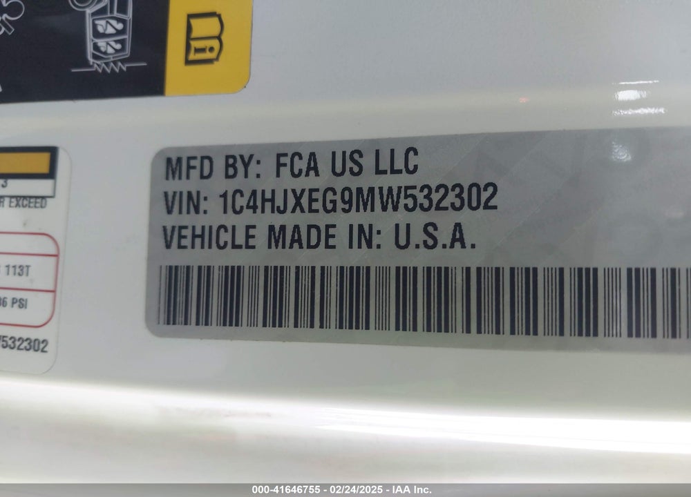 2021 JEEP WRANGLER UNLIMITED VIN: 1C4HJXEG9MW532302