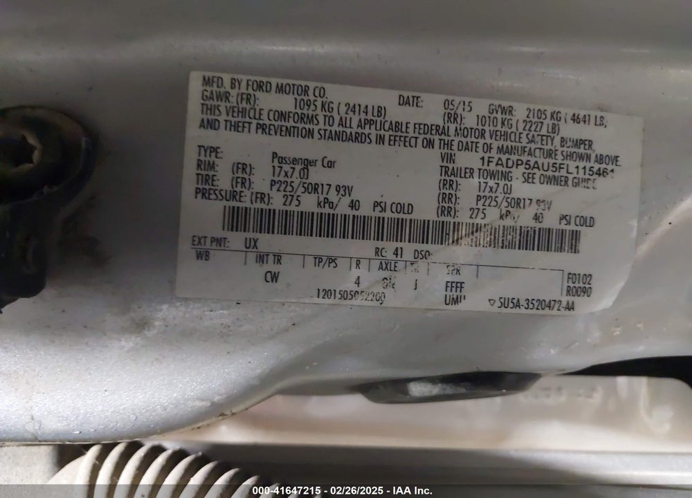 2015 FORD C-MAX HYBRID SE VIN: 1FADP5AU5FL115461