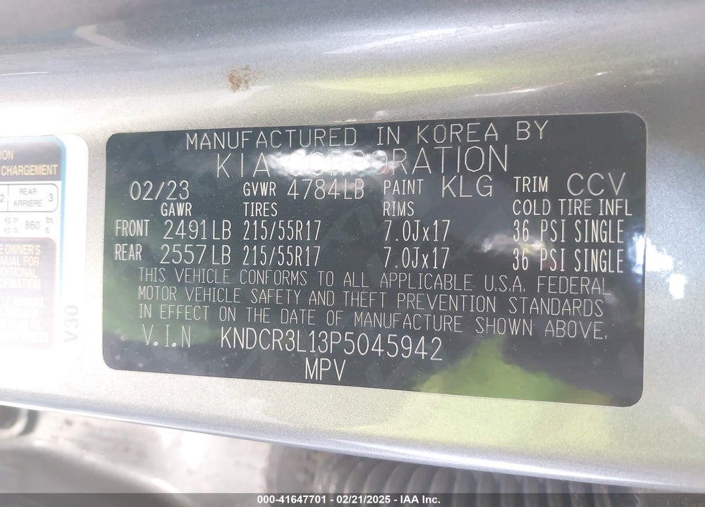 2023 KIA NIRO EV WIND VIN: KNDCR3L13P5045942