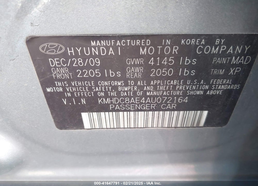2010 HYUNDAI ELANTRA TOURING GLS VIN: KMHDC8AE4AU072164
