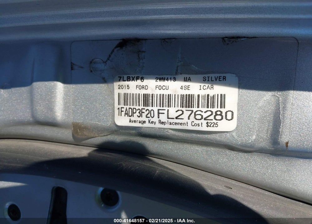 2015 FORD FOCUS VIN: 1FADP3F20FL276280