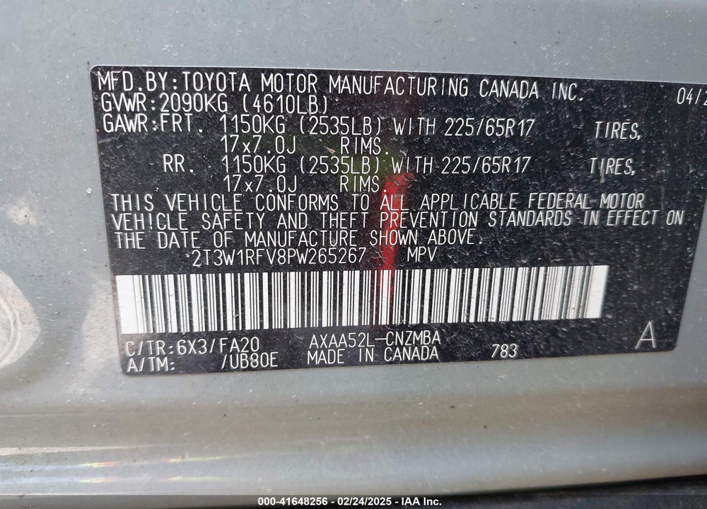 2023 TOYOTA RAV4 XLE VIN: 2T3W1RFV8PW265267