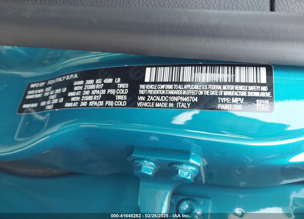 2022 JEEP RENEGADE TRAILHAWK 4X4 VIN: ZACNJDC16NPN46704