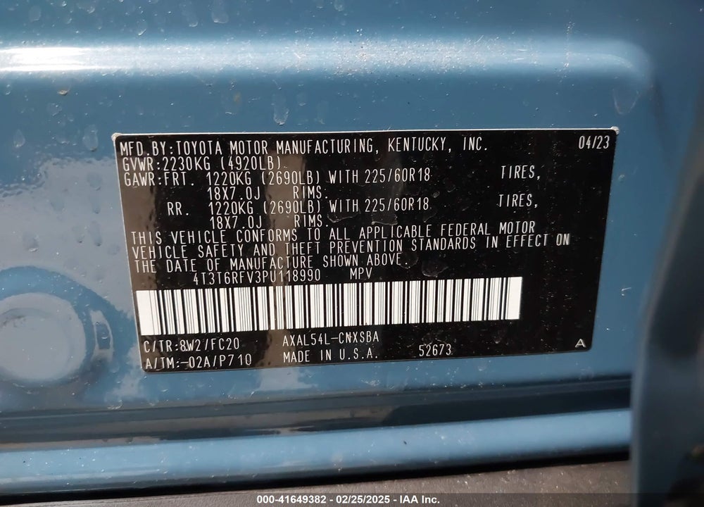 2023 TOYOTA RAV4 HYBRID SE VIN: 4T3T6RFV3PU118990