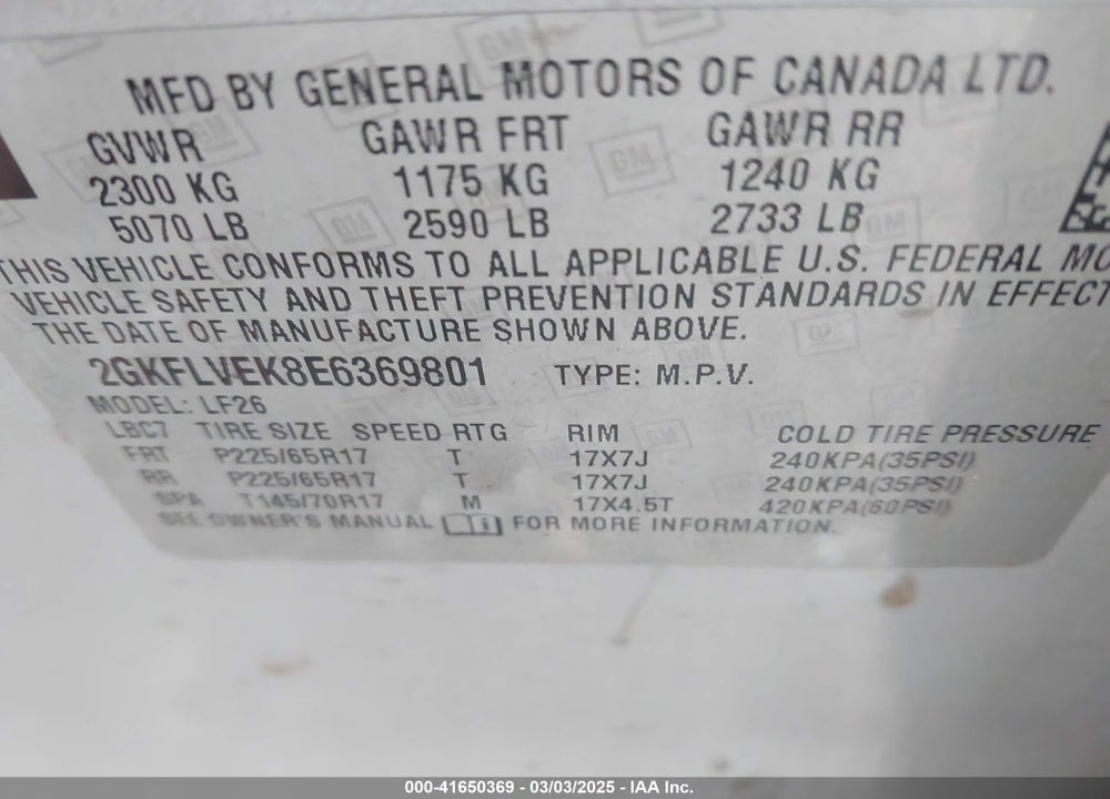 2014 GMC TERRAIN SLE-1 VIN: 2GKFLVEK8E6369801