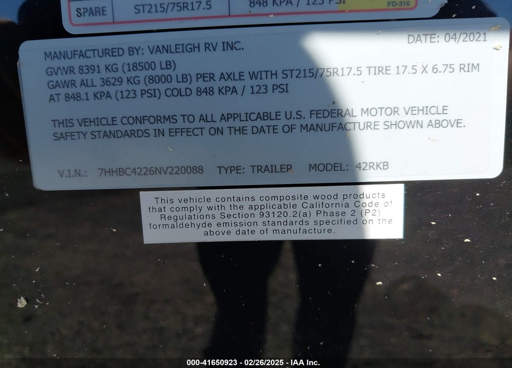 2022 VANLEIGH RV OTHER VIN: 7HHBC4226NV220088