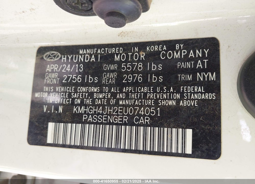 2014 HYUNDAI EQUUS SIGNATURE VIN: KMHGH4JH2EU074051