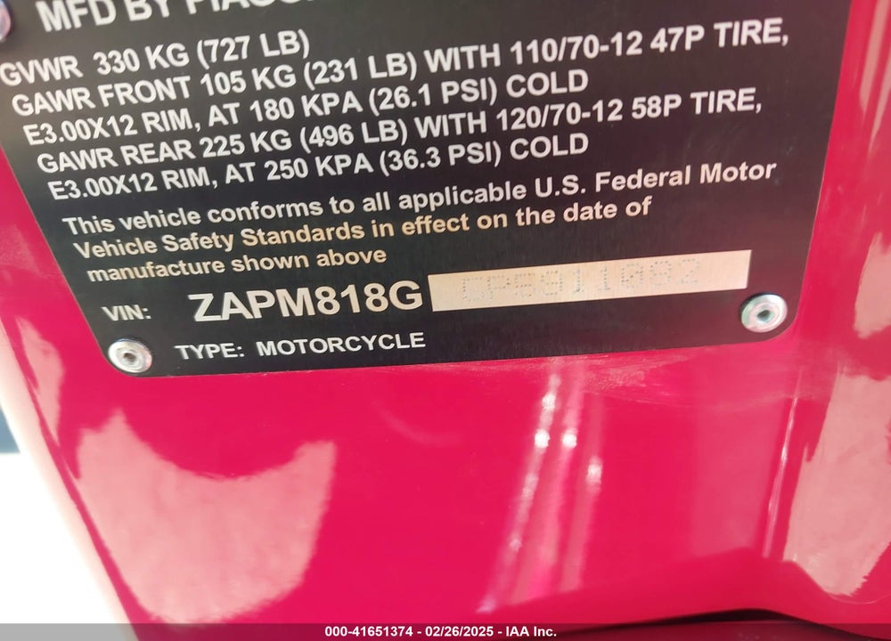 2023 VESPA PRIMAVERA/SPRINT VIN: ZAPM818G5P5911082