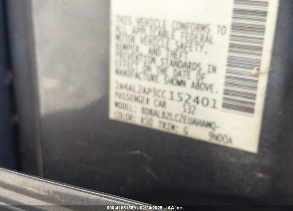 2012 NISSAN ALTIMA VIN: 1N4AL2AP3CC152401