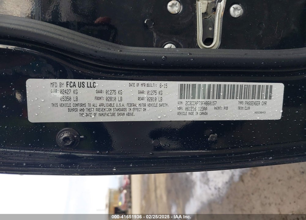 2015 CHRYSLER 300C VIN: 2C3CCAPT9FH860157
