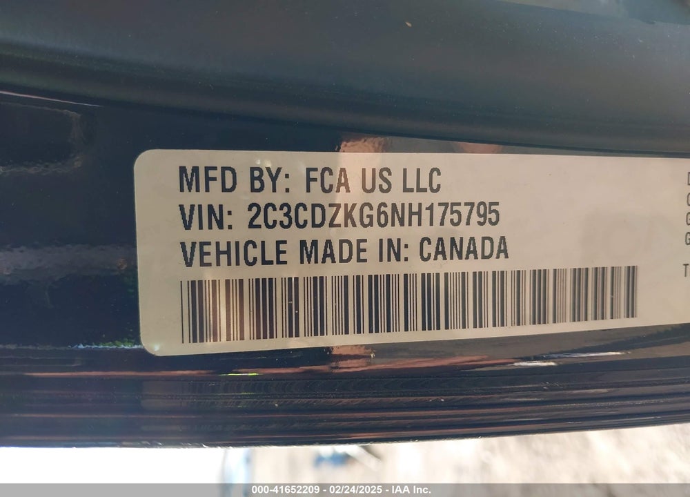 2022 DODGE CHALLENGER VIN: 2C3CDZKG6NH175795