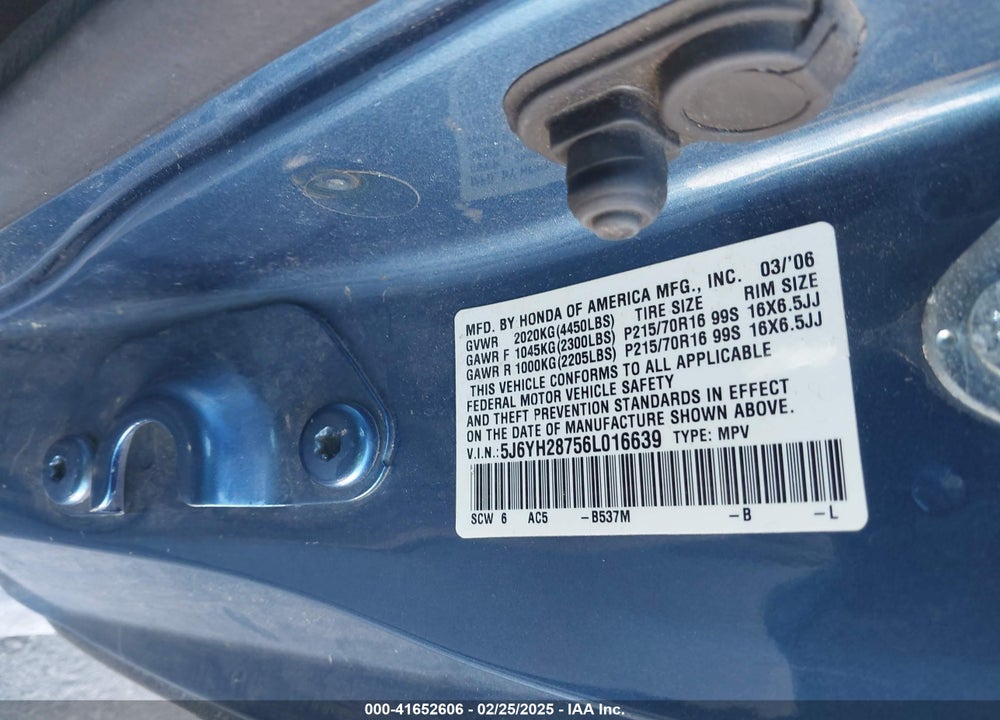 2006 HONDA ELEMENT VIN: 5J6YH28756L016639