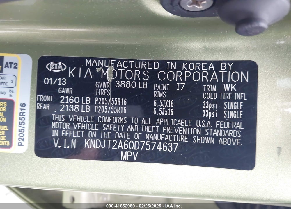 2013 KIA SOUL VIN: KNDJT2A60D7574637