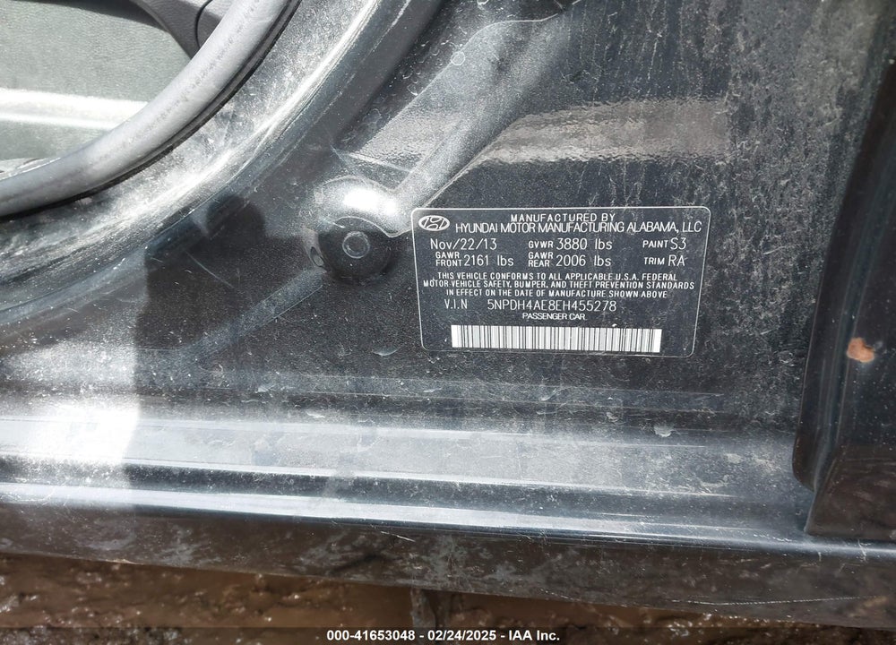 2014 HYUNDAI ELANTRA SE VIN: 5NPDH4AE8EH455278
