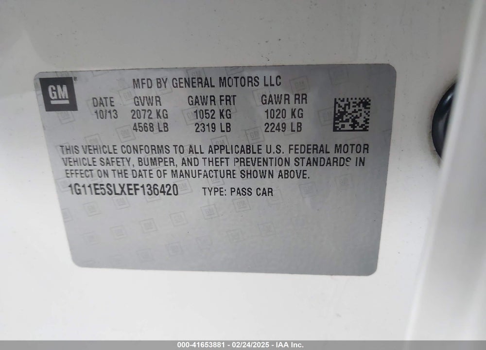 2014 CHEVROLET MALIBU 2LT VIN: 1G11E5SLXEF136420