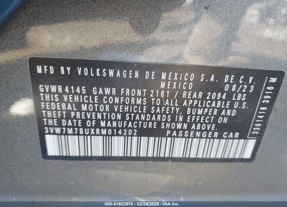 2024 VOLKSWAGEN JETTA 1.5T SE VIN: 3VW7M7BUXRM014202