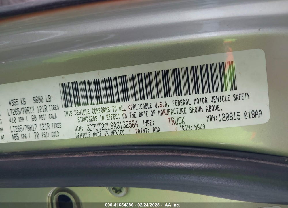 2010 DODGE RAM 2500 SLT VIN: 3D7UT2CL6AG132564