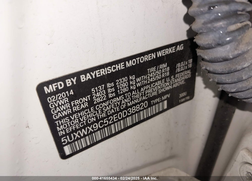 2014 BMW X3 XDRIVE28I VIN: 5UXWX9C52E0D38820