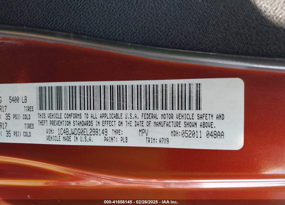 2014 JEEP WRANGLER UNLIMITED SPORT VIN: 1C4BJWDG0EL298149