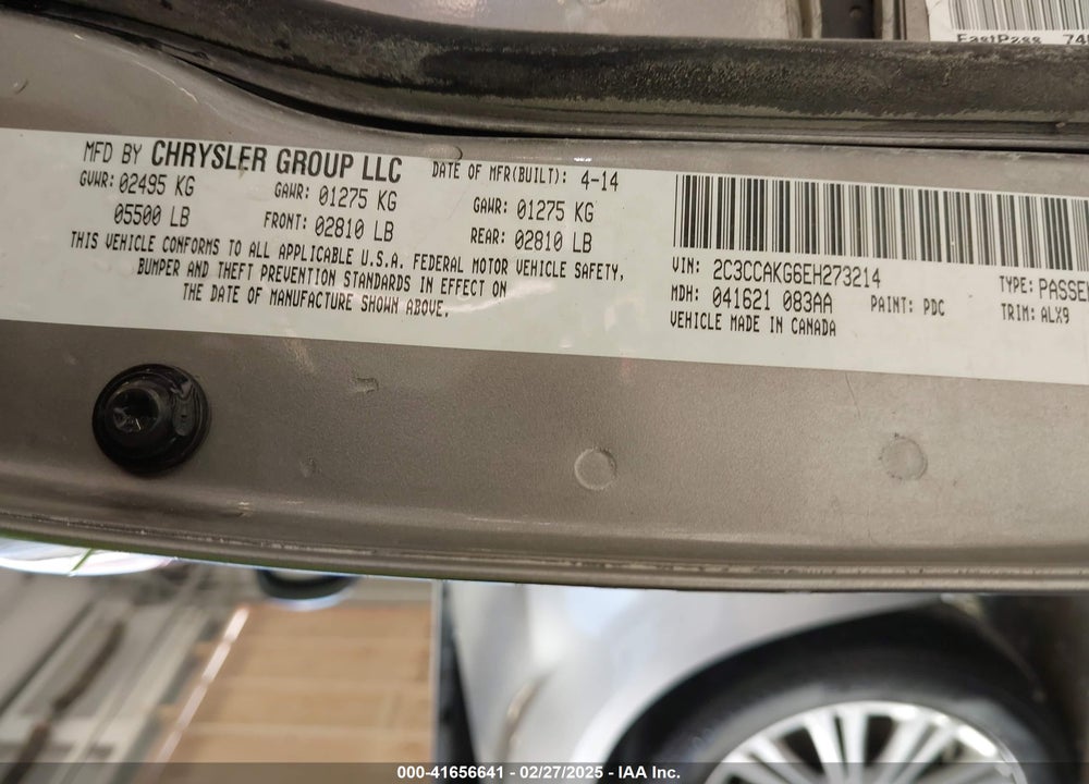 2014 CHRYSLER 300C VIN: 2C3CCAKG6EH273214