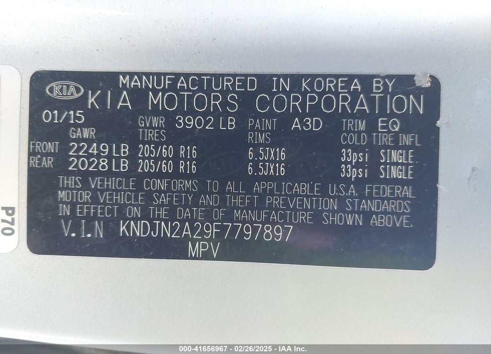 2015 KIA SOUL VIN: KNDJN2A29F7797897