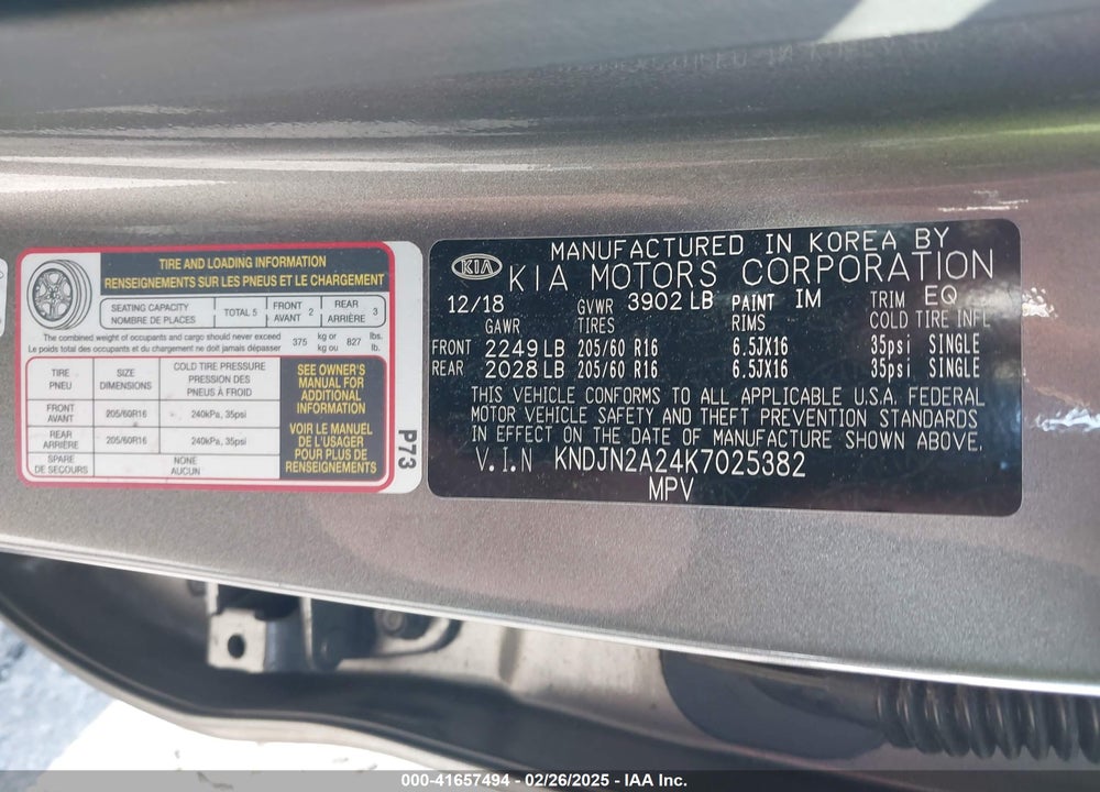2019 KIA SOUL VIN: KNDJN2A24K7025382