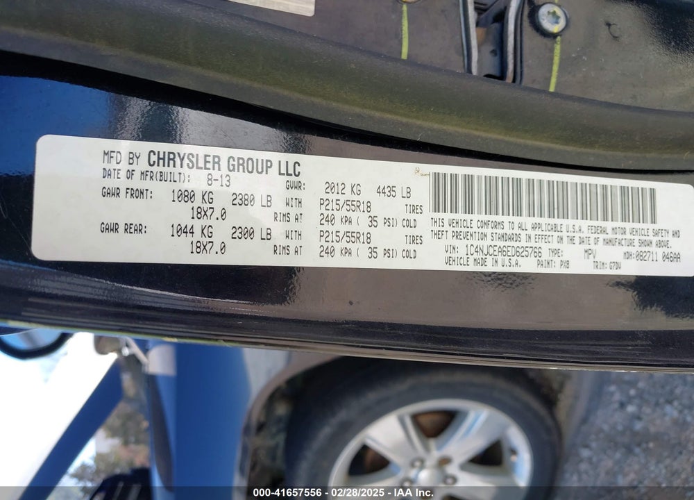 2014 JEEP COMPASS VIN: 1C4NJCEA6ED625766