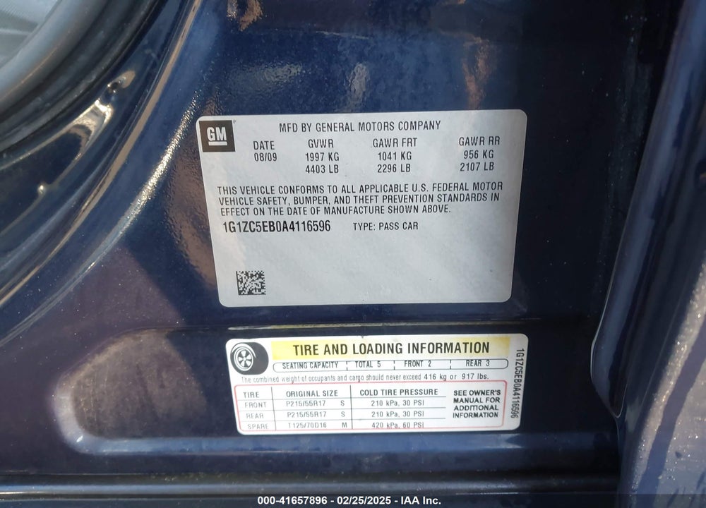 2010 CHEVROLET MALIBU VIN: 1G1ZC5EB0A4116596