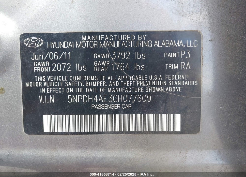 2012 HYUNDAI ELANTRA VIN: 5NPDH4AE3CH077609