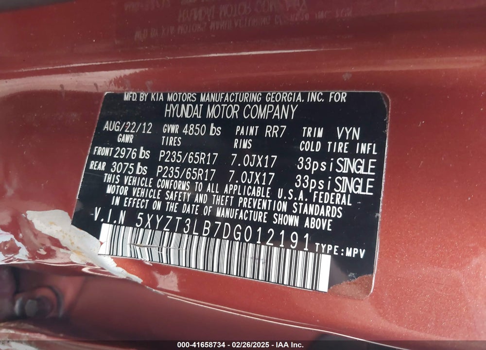 2013 HYUNDAI SANTA FE SPORT VIN: 5XYZT3LB7DG012191