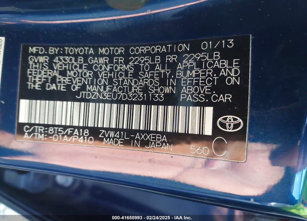 2013 TOYOTA PRIUS V VIN: JTDZN3EU7D3231133