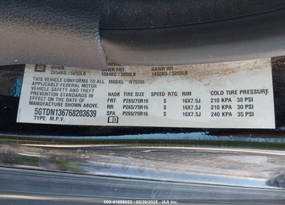 2006 HUMMER H3 SUV VIN: 5GTDN136768203639