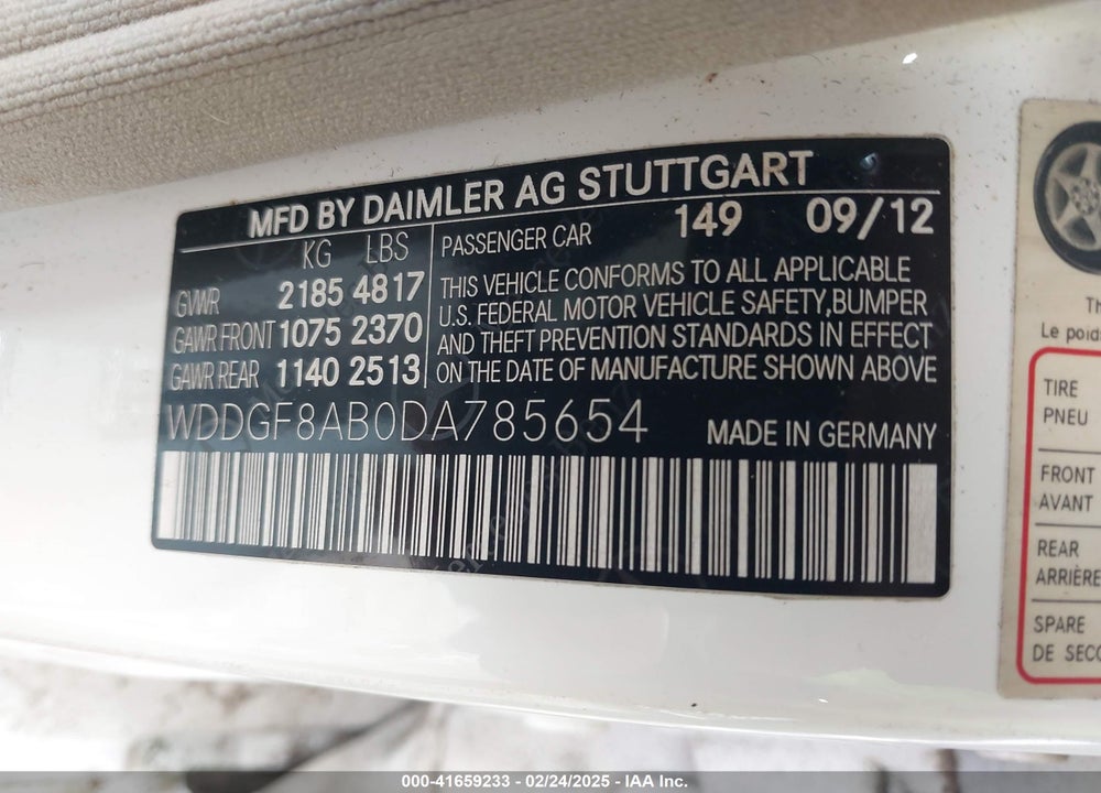 2013 MERCEDES-BENZ C 300 VIN: WDDGF8AB0DA785654