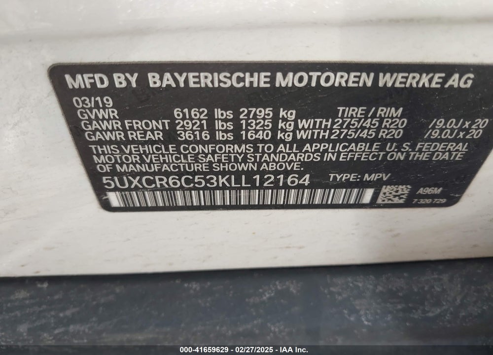 2019 BMW X5 VIN: 5UXCR6C53KLL12164