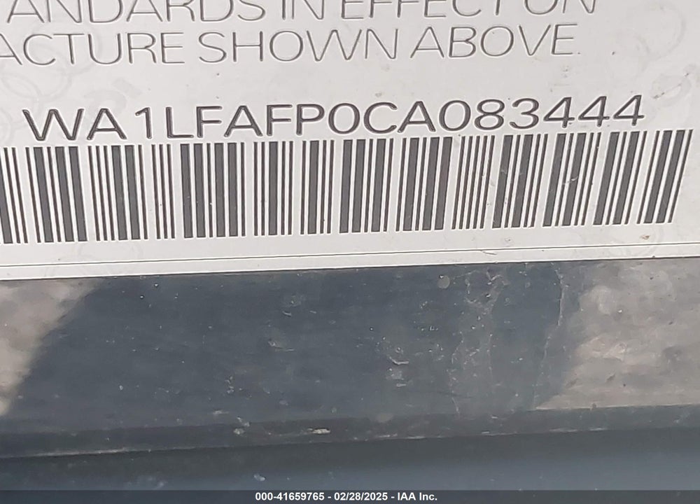 2012 AUDI Q5 2.0T PREMIUM VIN: WA1LFAFP0CA083444
