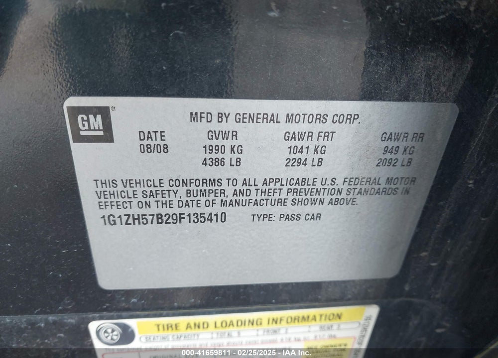 2009 CHEVROLET MALIBU VIN: 1G1ZH57B29F135410