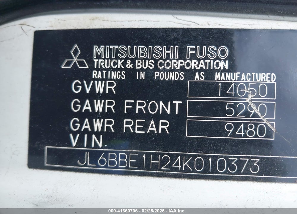 2004 MITSUBISHI FUSO TRUCK FE 649 VIN: JL6BBE1H24K010373
