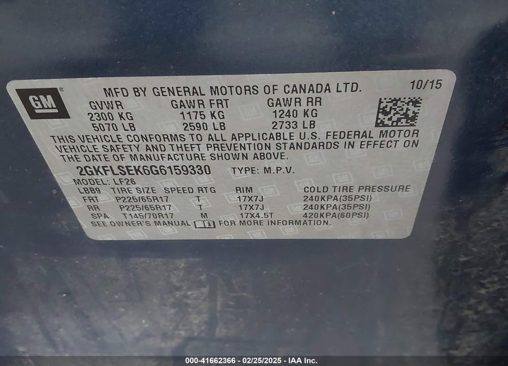 2016 GMC TERRAIN SLE-1 VIN: 2GKFLSEK6G6159330