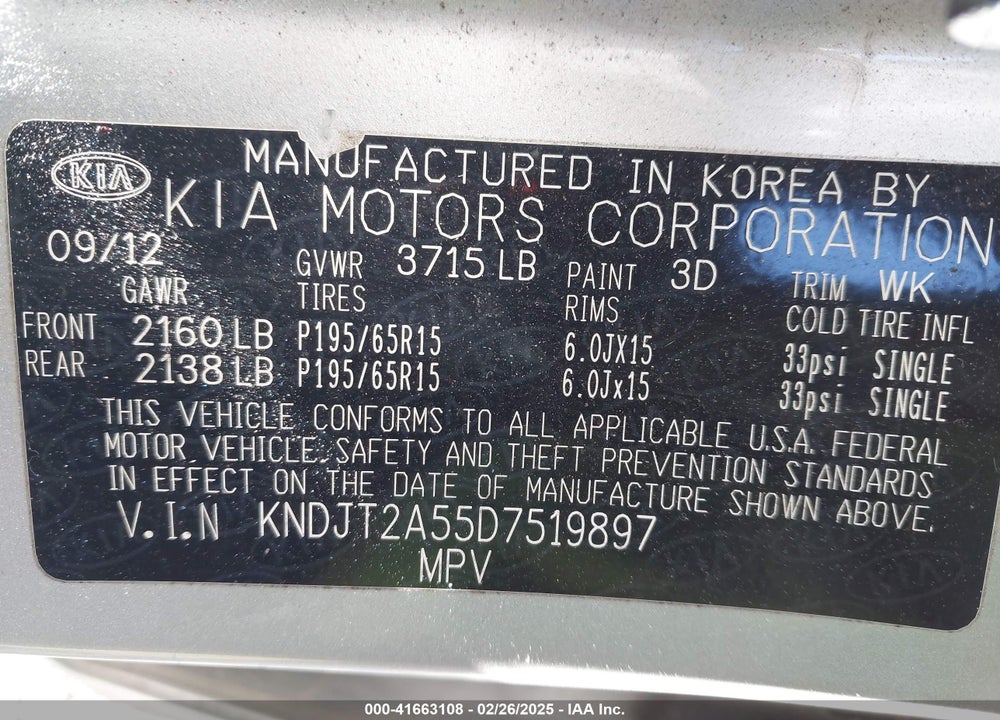 2013 KIA SOUL VIN: KNDJT2A55D7519897