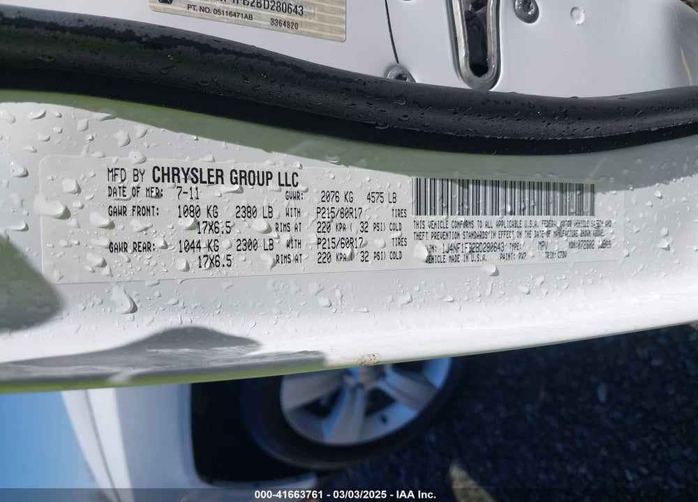2011 JEEP COMPASS VIN: 1J4NF1FB2BD280643
