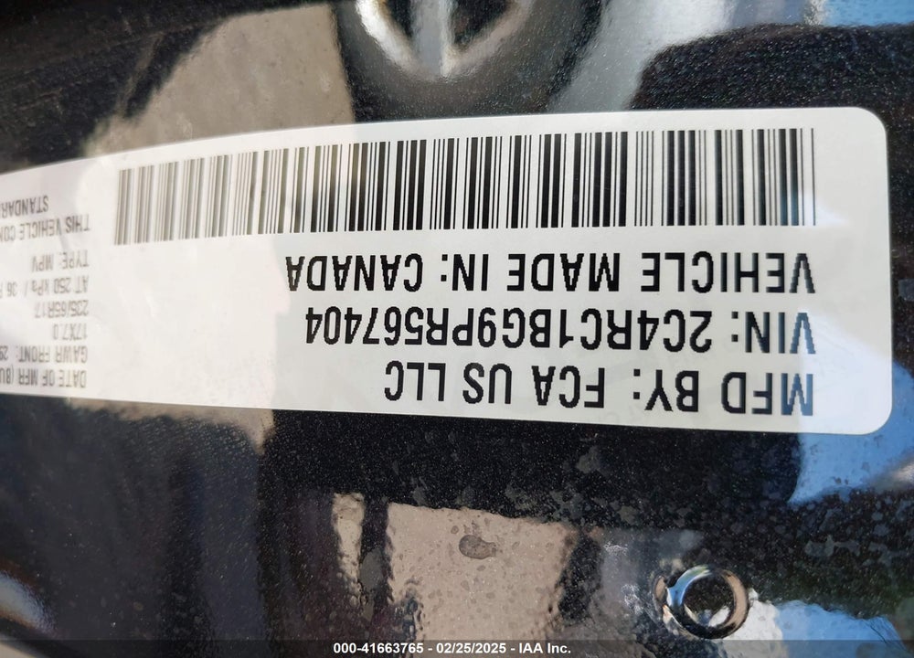 2023 CHRYSLER PACIFICA VIN: 2C4RC1BG9PR567404