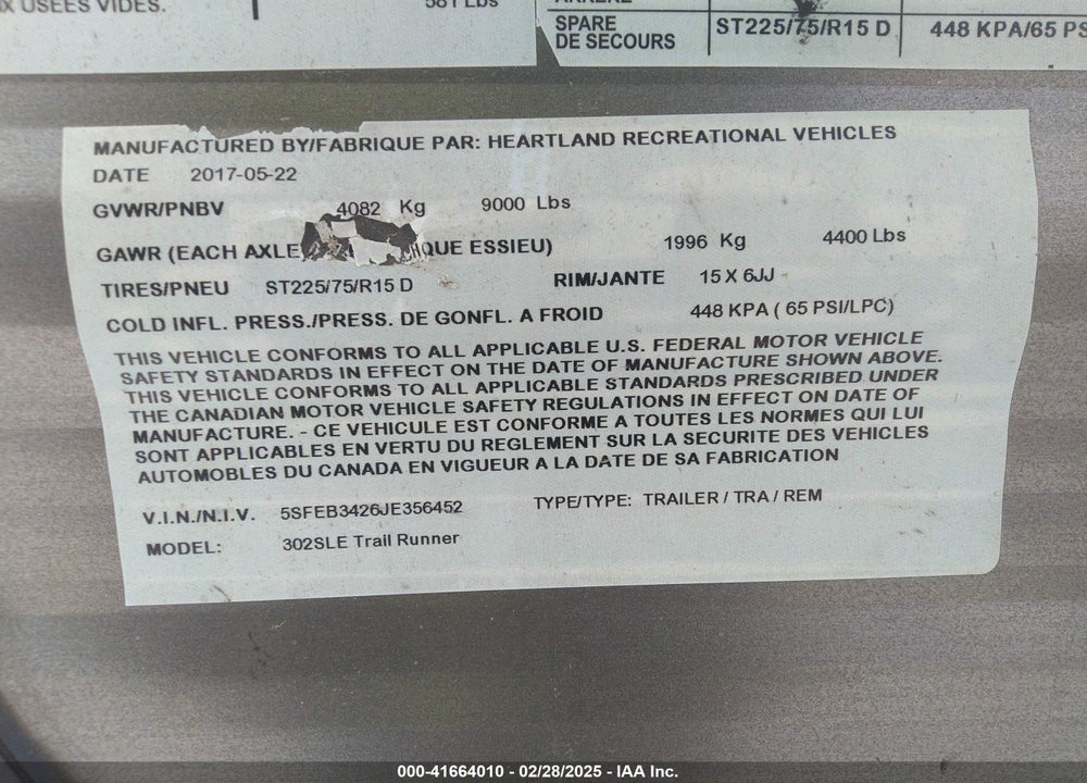 2018 TRAI SLE30 VIN: 5SFEB3426JE356452