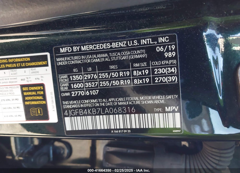 2020 MERCEDES-BENZ GLE 350 VIN: 4JGFB4KB7LA068316