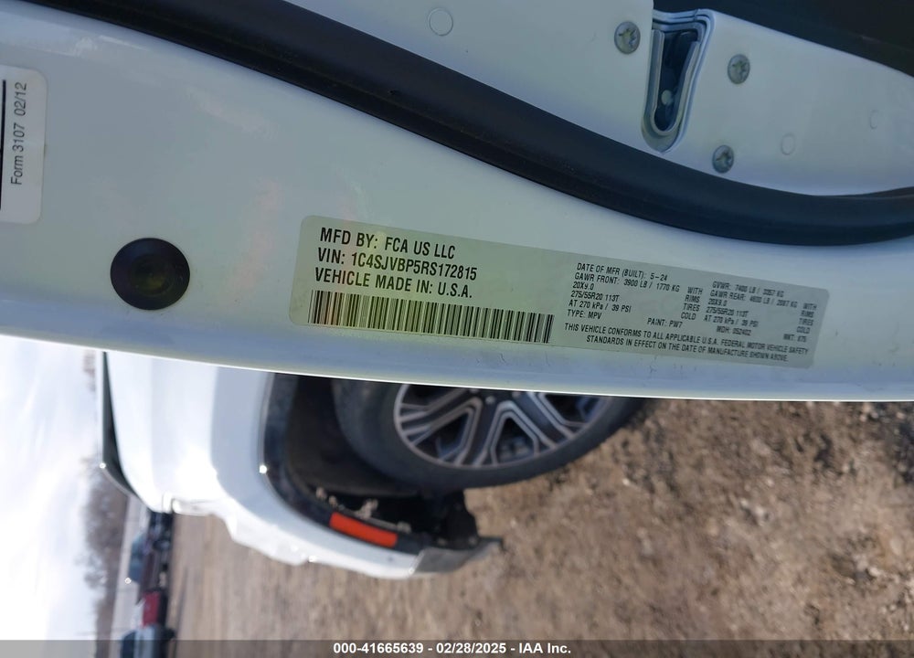 2024 JEEP WAGONEER VIN: 1C4SJVBP5RS172815