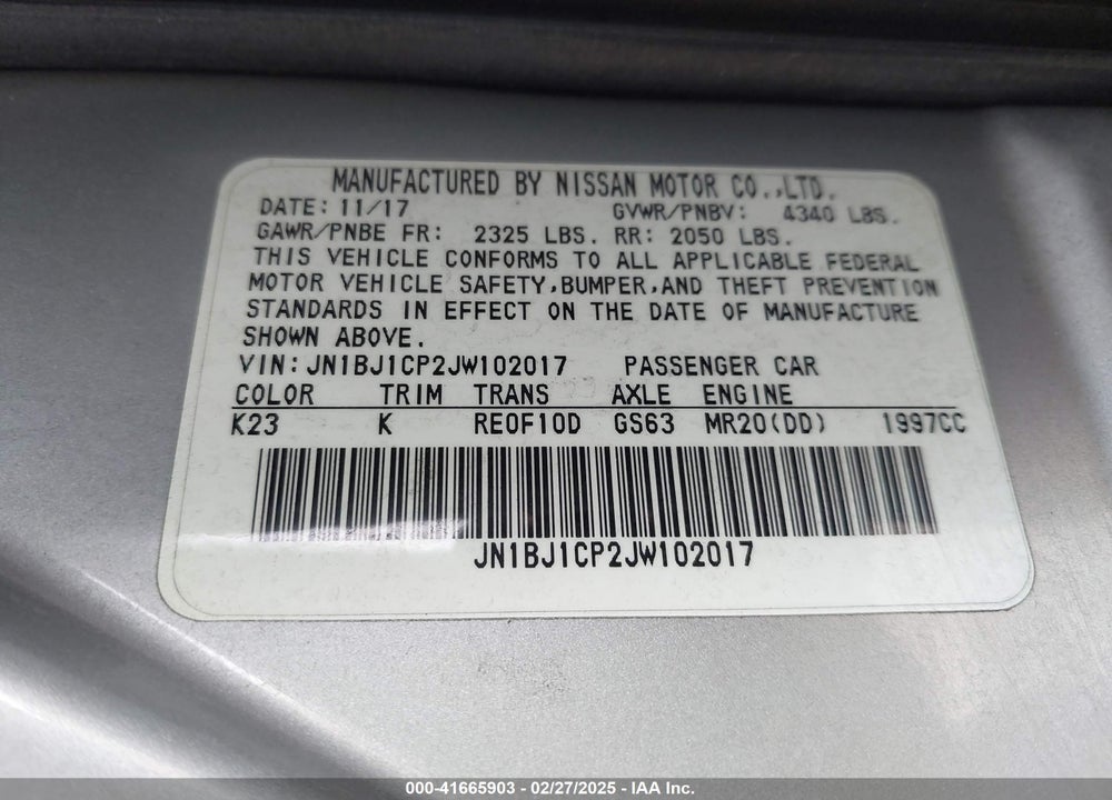 2018 NISSAN ROGUE SPORT SL VIN: JN1BJ1CP2JW102017