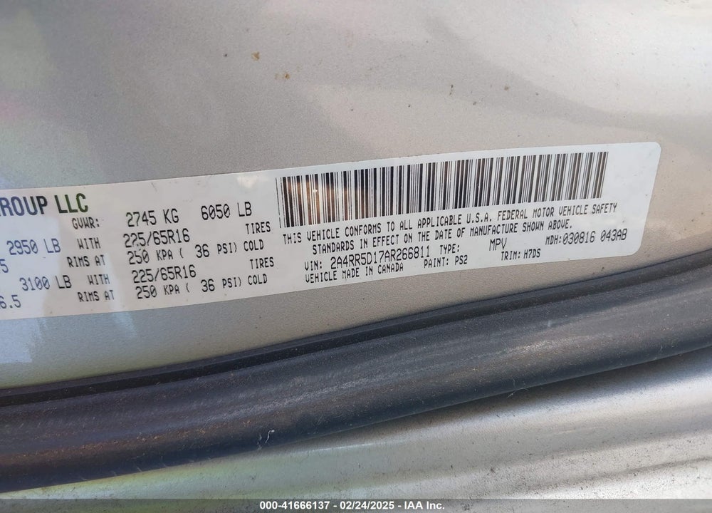 2010 CHRYSLER TOWN & COUNTRY TOURING VIN: 2A4RR5D17AR266811
