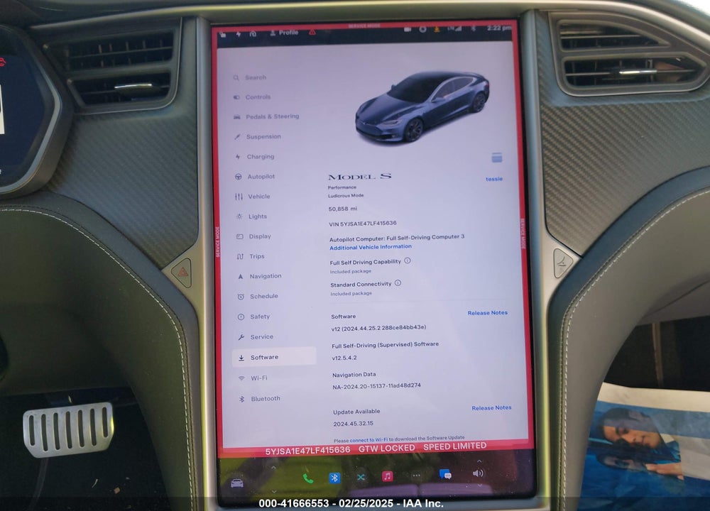 2020 TESLA MODEL S VIN: 5YJSA1E47LF415636