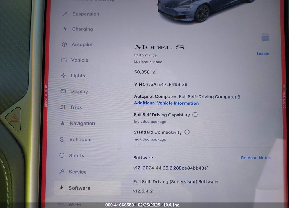 2020 TESLA MODEL S VIN: 5YJSA1E47LF415636